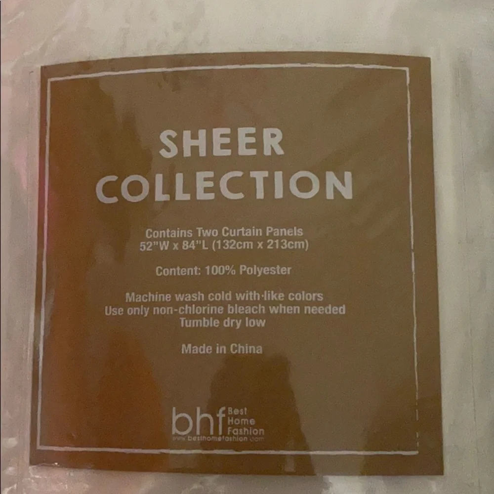 New BNF two white sheer curtain panels
